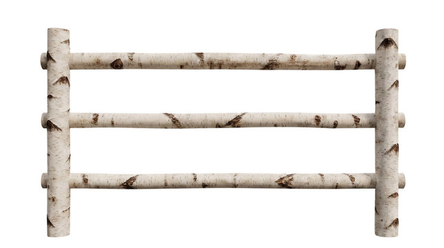 Rustic birch wood log fence barrier