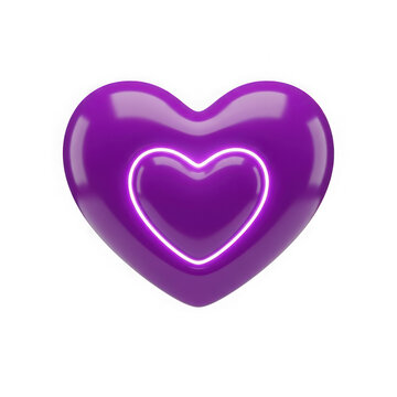 Shiny purple heart shape icon with a glowing neon outline