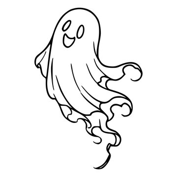 friendly floating ghost outline vector element for halloween concept