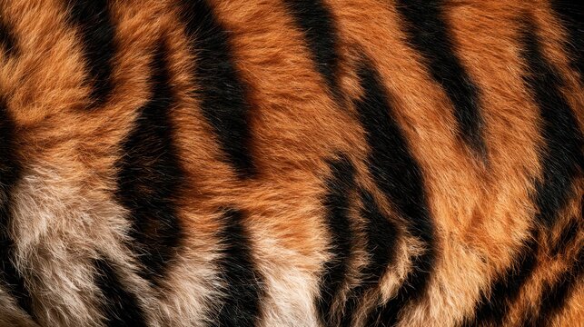 Realistic Tiger Fur Texture with Orange and Black Stripes
