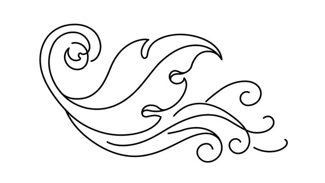 Elegant black swirl design on white background.