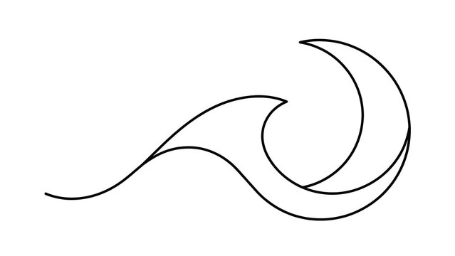 Elegant black wave line art white background.
