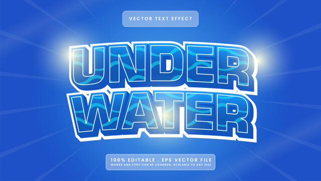 Underwater 3D Text Effect Vector Graphic Design