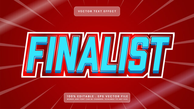 Editable Finalist 3D Bold Text Effect with Vibrant Blue and Red Graphic Design Style
