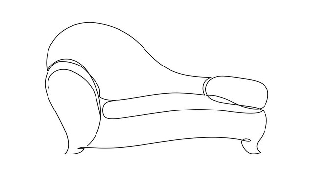 Elegant chaise lounge line art white background.