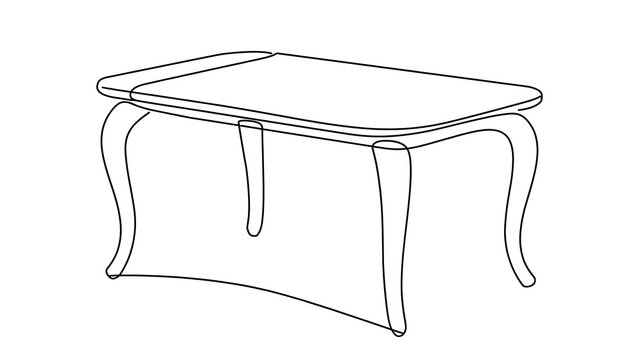 Elegant wooden table illustration white background.