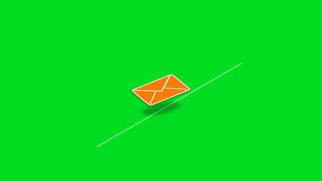 An orange envelope icon floating over a vibrant green screen background