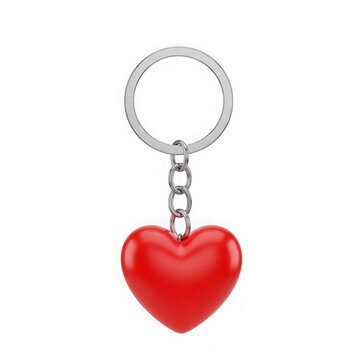 Red heart shape keychain with metal ring