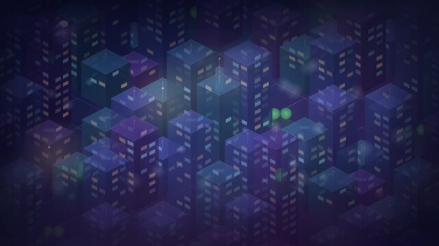 Isometric Digital City Skyline Night Background