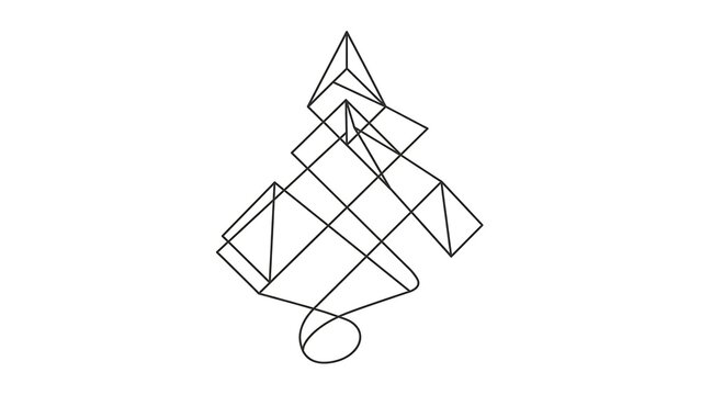 Geometric wireframe shapes on white background.