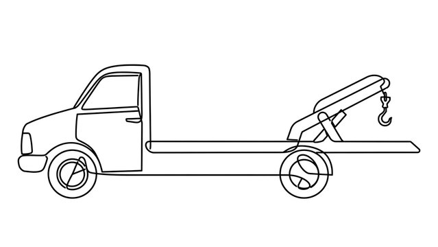 Flatbed tow truck illustration white background.