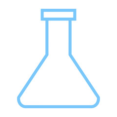 Naklejka premium Blue Outline Icon Of Scientific Erlenmeyer Flask On White Background