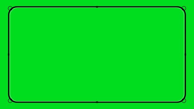 A vibrant rectangular green screen background with a thin black border frame