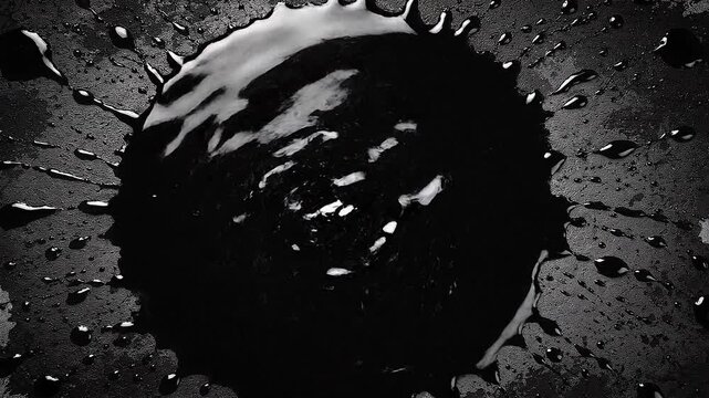 Looping texture dark grunge overlay low framerate stop motion concept. Black paint splash on rough concrete surface with dramatic lighting and abstract texture