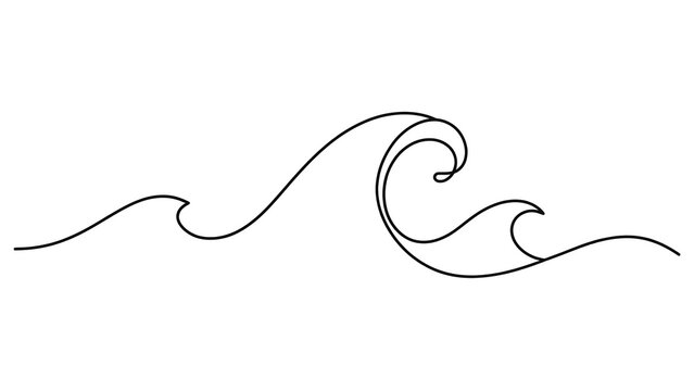 Elegant wave line art illustration white background.