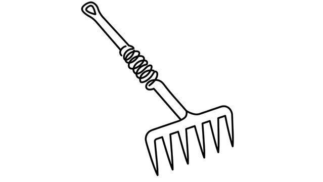 Garden rake tool illustration on white background.
