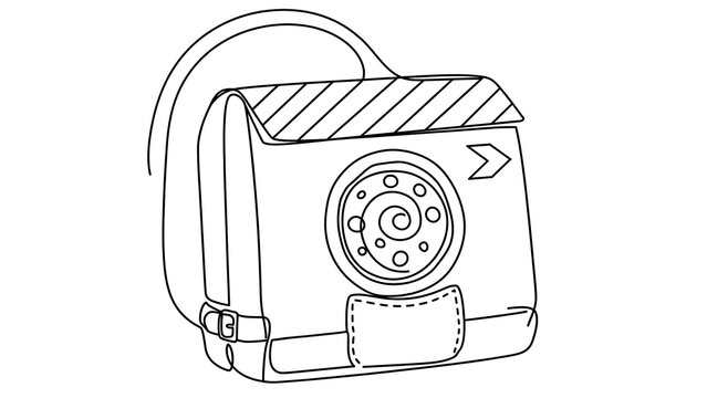 Hand drawn briefcase with spiral design white background.