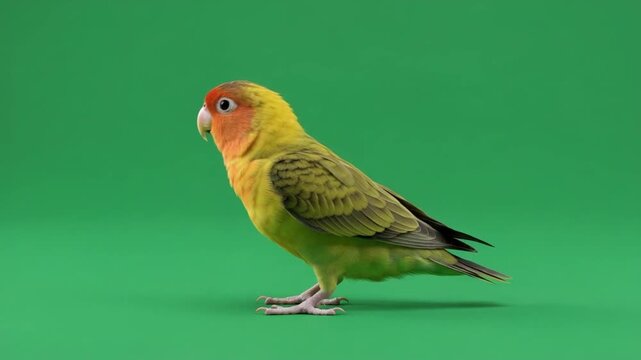 Lovebird Walking on Green Screen Background
