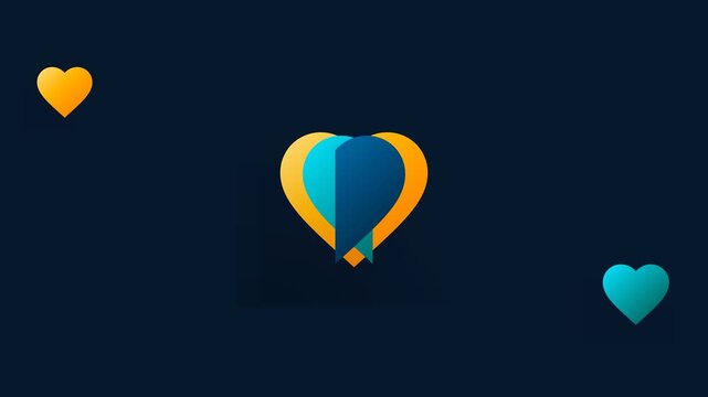 Abstract heart design featuring layered gradient shapes on a dark background