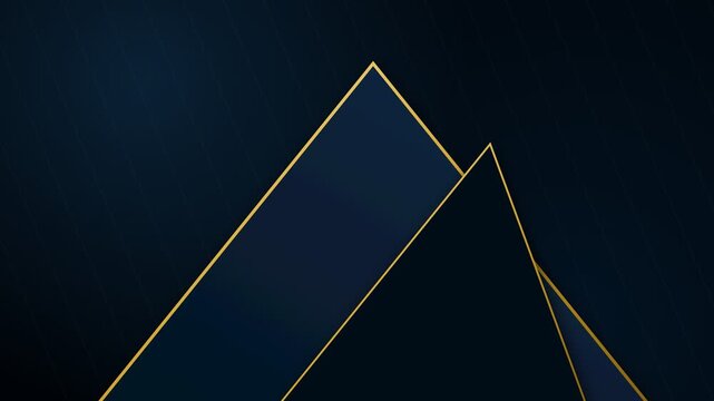 Minimalist geometric mountain peaks with golden outlines on a dark background