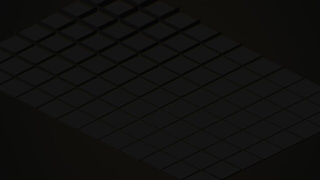 Minimalist isometric grid pattern featuring dark square tiles on black background