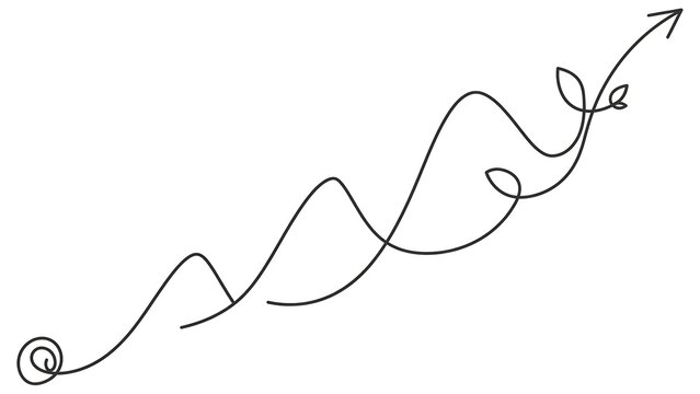 Hand drawn squiggly arrow on white background.