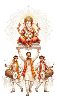 Ganesh Chaturthi vishrajan and celebration background.