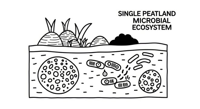 Microbial ecosystem in peatland environment.