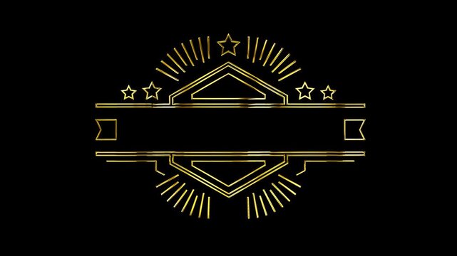 golden shield with ribbon empty text logo on the alpha channel background