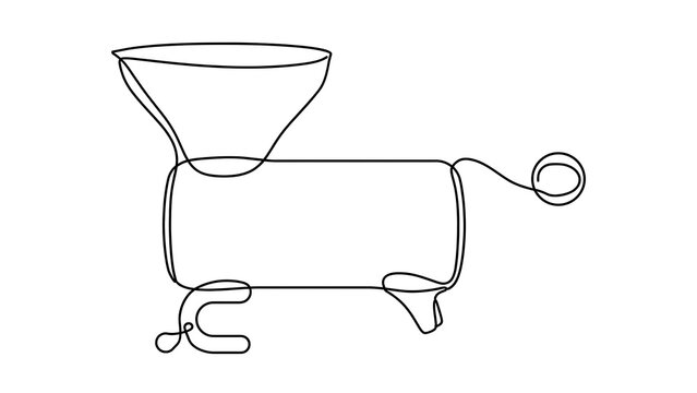 Hand drawn meat grinder illustration white background.