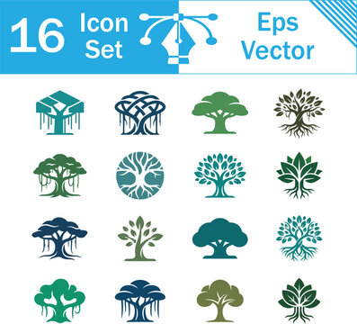 Set of 16 colorful vector icons featuring wooden clogs and traditional footwear