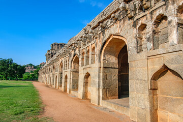 Fototapeta premium The Elephant stable at Hampi India. Built in Indo-Islamic style it was built in the 15th century and was used as a stable for state elephants of the Vijaynagar empire.