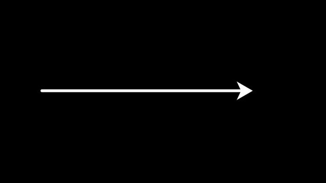 right arrow direction icon with dotted line animation on white background. dot arrows icon sign animated with alpha channel. Black straight arrows animation. Reveal animation of solid, dashed.
