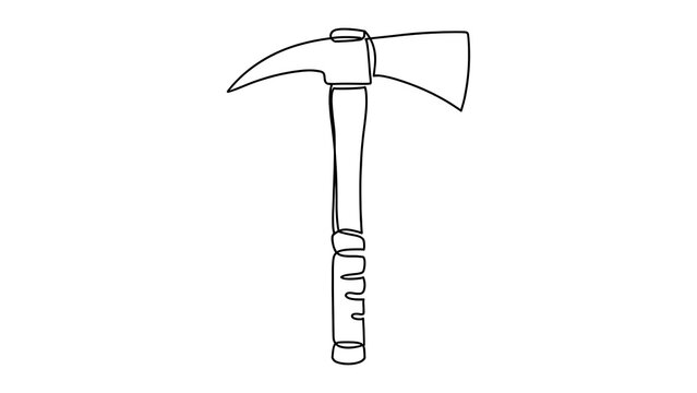 Hand drawn axe illustration on white background.