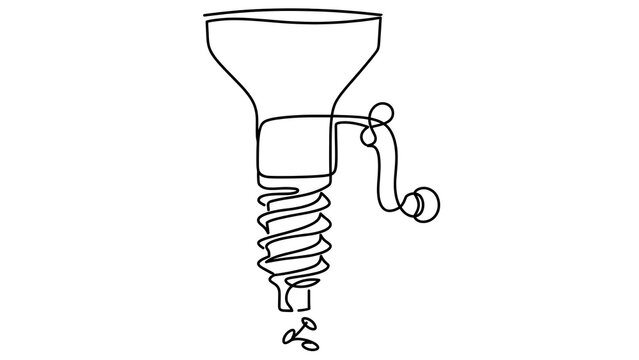 Hand drawn funnel with spring and string white background.