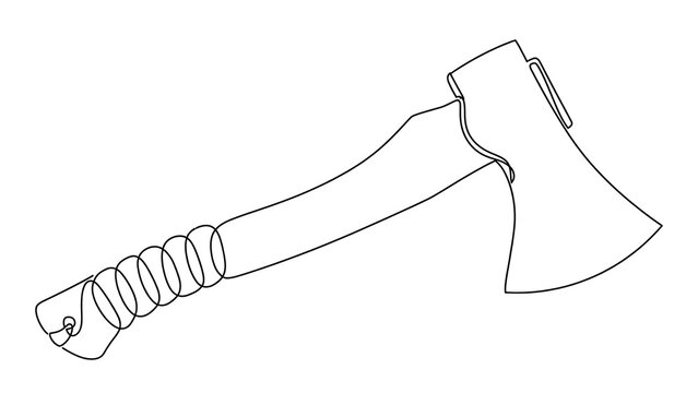 Hand drawn axe illustration on white background.