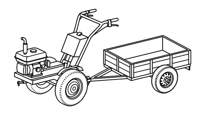 Hand drawn garden cart on white background.