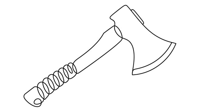 Hand drawn axe illustration on white background.
