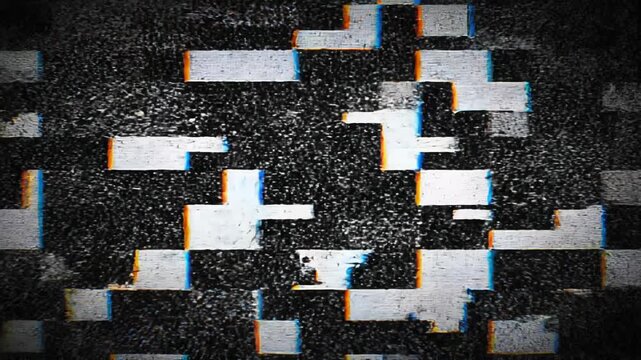 Abstract digital glitch background with pixelated noise and static interference texture