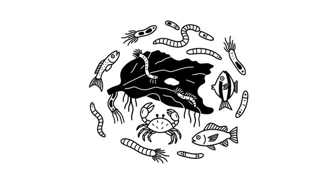 Seafood ocean creatures marine life.