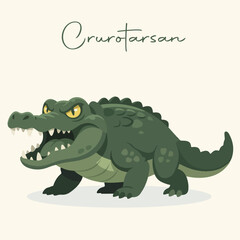 Fototapeta premium Angry Cartoon Crurotarsan Crocodile Illustration