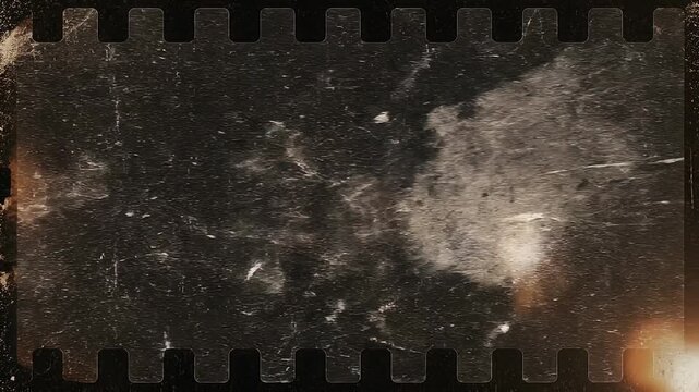 Vintage film strip texture with scratches and dust particles background for retro design