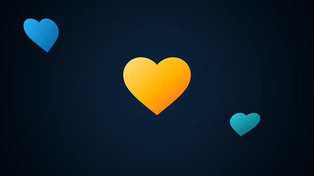 A vibrant yellow heart floating against a dark blue gradient background