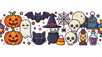 Naklejka premium Halloween icons and symbols collection