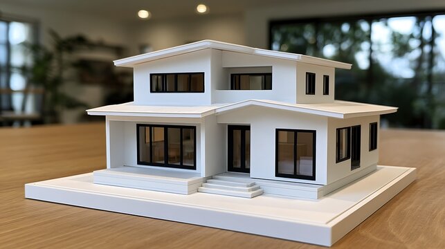 White Architectural Model of a House / 白い住宅の建築模型