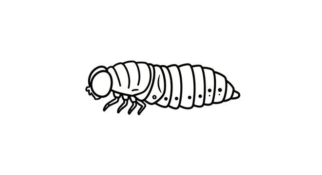 Insect Larva Exoskeleton Detailed Drawing.