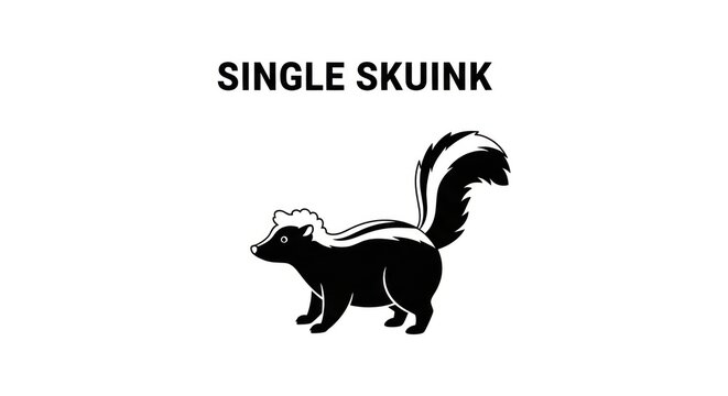 Single Skunk Standing Alone Silhouette.