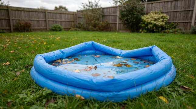 Deflated Paddling Pool on a Lawn as an End of Summer Metaphor