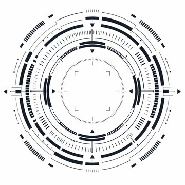 Black circular hud interface design element with futuristic style