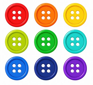 Set of colorful clothing buttons in pixel art style for fashion design